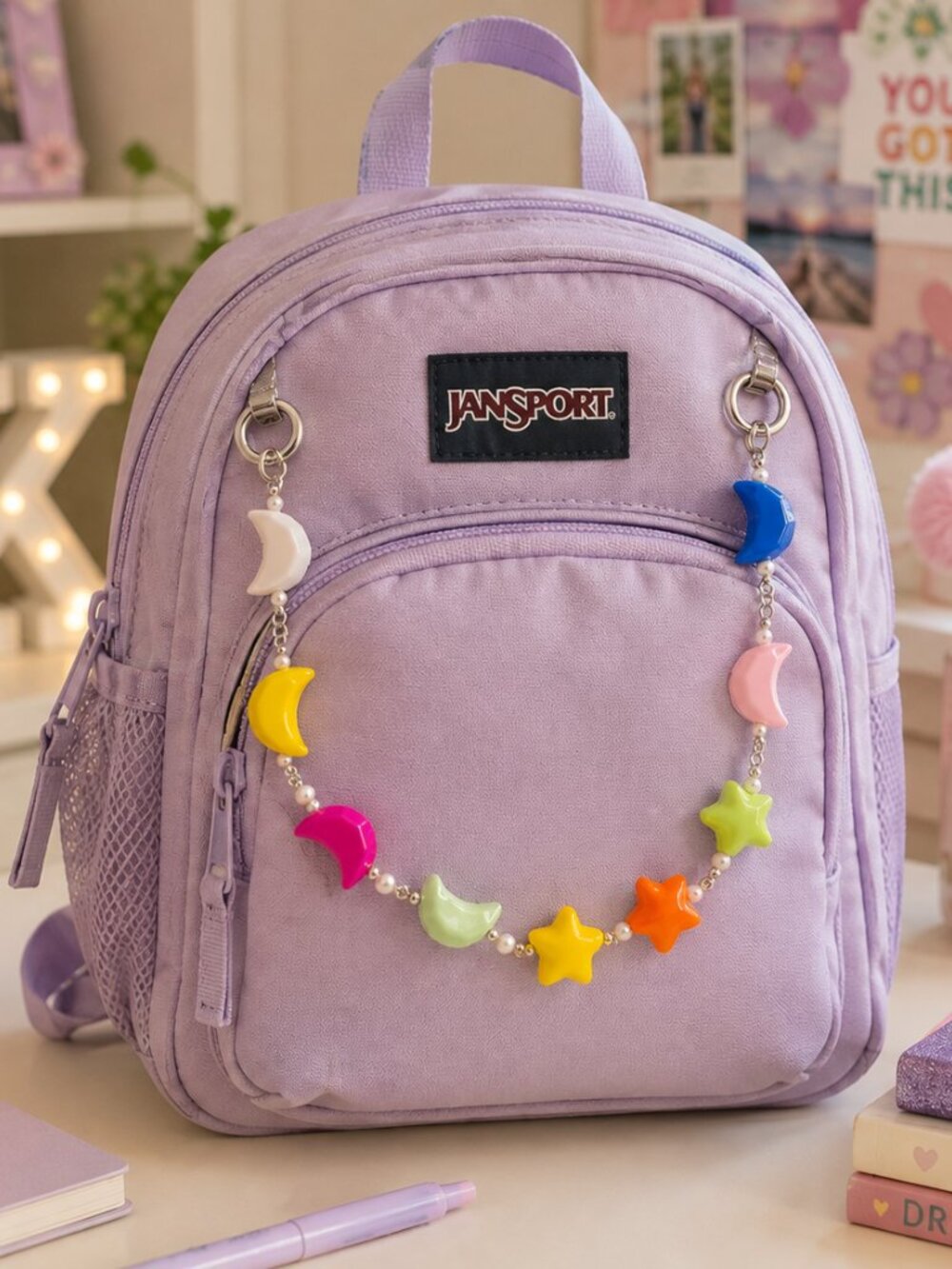 Colorful Moon & Star Backpack Charm